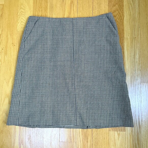 Piazza Sempione Skirt Wool Herringbone Mini Tan Green Multi Pockets (50, US 14) - Picture 1 of 5